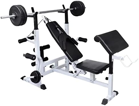 Vidaxl Weight Bench com rack de peso, barra e halteres de bancada de fitness de bancada de fitness de barra