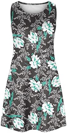 Vestido de verão para mulheres 2023 praia camiseta floral vestido de verão casual sem mangas boêmios vestido de tanque com bolsos de