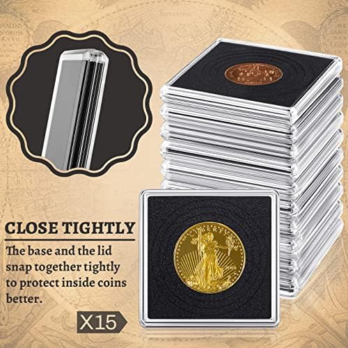 Suporte de moeda acrílico portador de moedas de moeda de malha de 2 x 2 polegadas de 2 polegadas de meia dólar casacos de moeda para