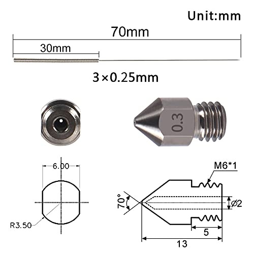 AOKIN 3 PCs 0,3mm bocais de aço endurecido bocais mk8 bicos de impressora 3d bicos e 3 pcs 0,25 mm A agulhas de limpeza