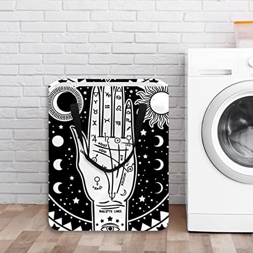 Fortune Teller impressão à mão Imprimir cesto de roupa dobrável, cestas de lavanderia à prova d'água 60L Lavagem de brinquedos de roupas de roupas para dormitório quarto de banheiro