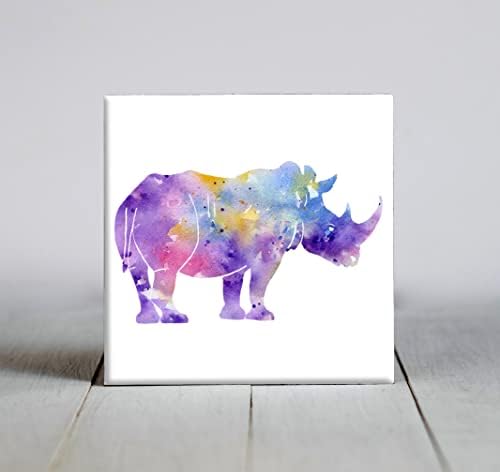 Pastel Rhino abstrato aquarela arte decorativa