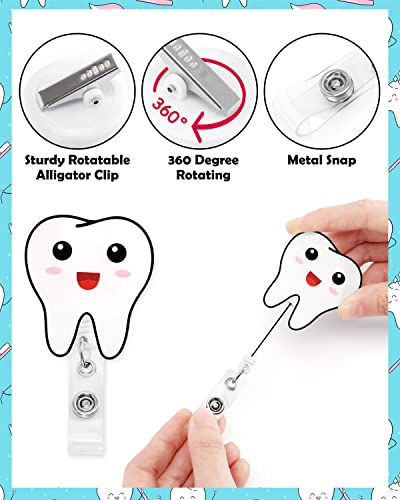 4pcs Dentista Presentes Acessórios para higienistas dentários Bandos com botões Glitter acrílico Crilhão Reel Reel retrátil