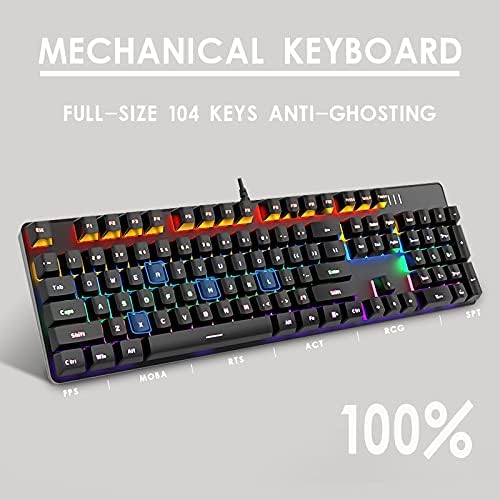 Teclado de jogos mecânicos do Alkem com o teclado com renovação do arco-íris 104 teclado para jogos de jogos com teclado
