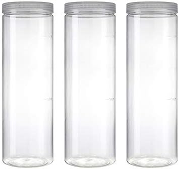 Jarra de plástico transparente de silicook, conjunto de 3-40 onças, redondo, transparente, recipiente de armazenamento de