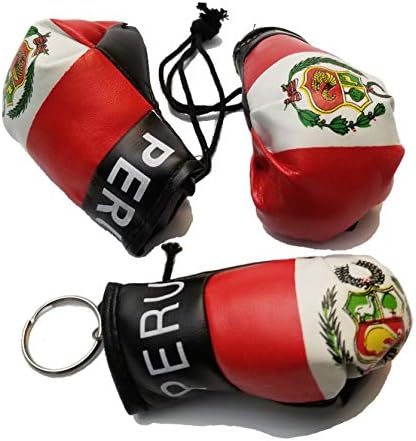 Bunfires 2 PCs PERU FAGN MINI BANNER Luvas de boxe espelho de vista traseira e o logotipo da bandeira do país da corrente peruana