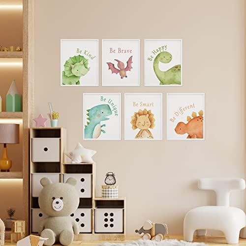 Lovedmore Dinosaur Wall Art Prints Posters | Decoração do quarto de dinossauros para meninos | Decoração da sala de criança | Fotos de dinossauros para decoração de parede decorações de banheiro do quarto