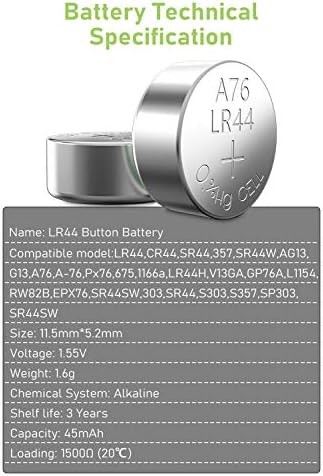 Baterias PowerOWl 24 x LR44, AG13 de alta capacidade 357 303 SR44 L1154F A76 Premium Alcalino Bateria de Botão 1.5V Botões de célula