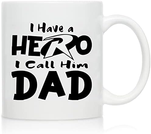 Du Vino, eu tenho um herói, eu o chamo de pai | Caneca de café para papai | Idéia de presente para os pais | Melhor presente de pai | Presente do Dia dos Pais | Presente de aniversário incrível para papai da filha, filho