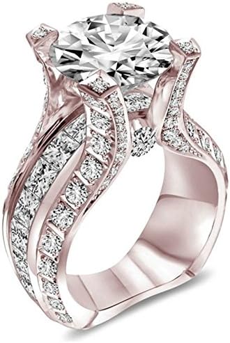 AuNyamanee Jóias Moda Mulher 18K Rose Rose Gold Preefled Topaz White Topaz Casamento Ring S z6-10