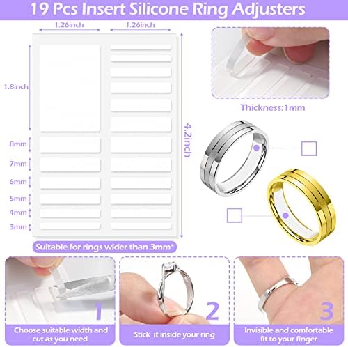 100 PCs Ajuste do Sizer Sizer para anéis soltos com ferramenta de medição do tamanho do anel, protetor de anel invisível