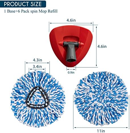 Apochon 6 Pack Spin Mop Cabeças de substituição com 1 base de esfrego