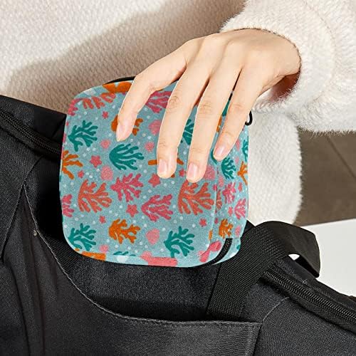 Bolsa de maquiagem de padrões de coral rosa laranja azul, bolsa de cosméticos, bolsa de higiene pessoal portátil para mulheres