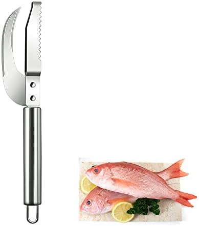 ZLMC Faca de peixe aço inoxidável, 3 em 1 em 1 faca de peixe, Faca multifuncional em escala de peixe em escala de