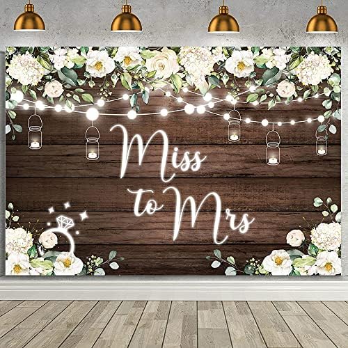 Aibiin 7x5ft Miss no pano de fundo para o chuveiro de noiva Branca Luzes de glitter floral Bride Brown Worth Wall Wedding noiva