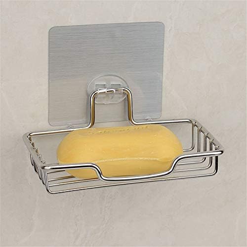 Tyi Soap Dish Rack com forte chuveiro adesivo e suporte de esponja, 304 aço inoxidável com intervalo frontal, prova de ferrugem, sem