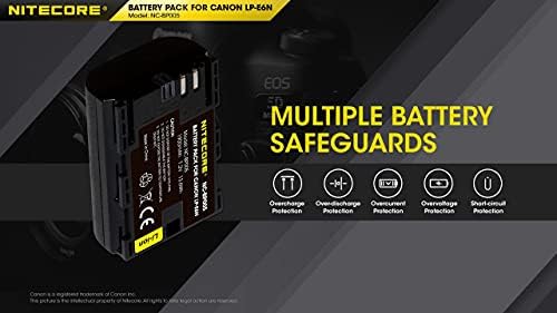 Nitecore NC-BP005 Bateria compatível com a bateria Canon LP-E6N 6D 6D MK II 5D MK III 5D MK IV 5DS 5DS R 60D 70D 80D