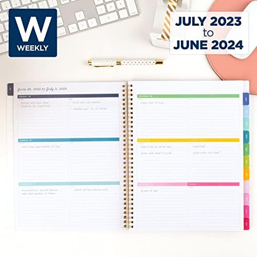 AT-A-GLANCE 2023-2024 Planejador Acadêmico, simplificado por Emily Ley, semanal e mensal, 8-1/2 x 11, abas grandes e mensais, capa