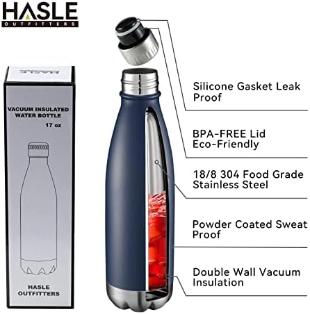 Hasle Outfitters 17oz de aço inoxidável garrafas de água a granel, garrafas de água isoladas a vácuo, garrafas de água de