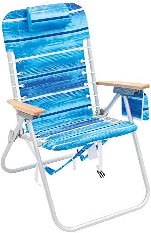 Rio Beach Hi -Boy 17 Suspensão dobrável Backpack Beach Chair - Alumínio, Surf Stripes