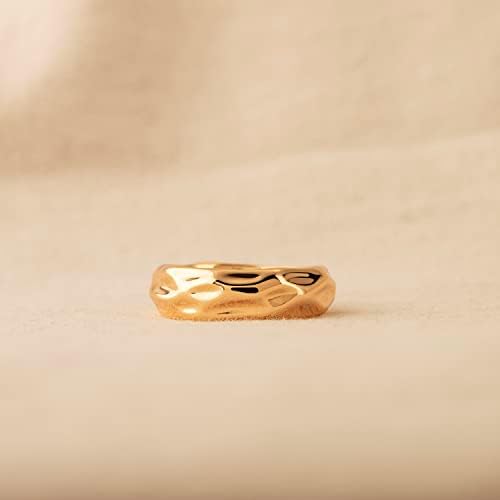GNIRTSI GOLD HAMMERED RING PARA MULHERES DOME 14K GOLD GOLT PLATED MILA