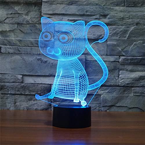 Jinnwell 3d Cat Animal Night Lâmpada leve Ilusão 7 Corruência de cor Touch Touch Tabel Lâmpadas de decoração Led Led