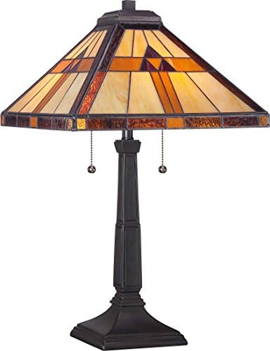 Quoizel TF1427T Bryant Tiffany Table Lamp, 2 luz, 150 watts, preto