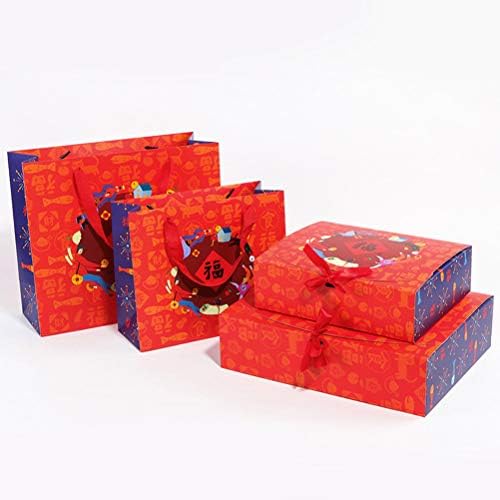 UPKOCH 6PCS Caixa de presente do ano novo chinês Presentes de embalagem Presentes Tote bolsa de papel para contêiner bolsa