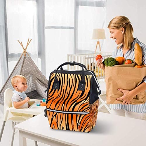 Abstract Tiger Skin Print Frelaper Sags Backpack Mummy Backpack de grande capacidade Bolsa de enfermagem Bolsa de