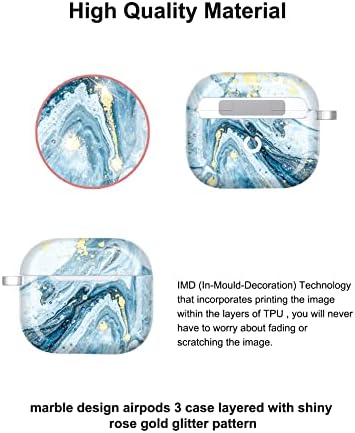 Case JiaxiUfen projetada para airpods 3 capa de caixa com brilho de mármore de mármore completo TPU Acessórios para mulheres para