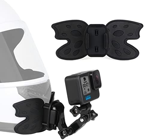 Hsu Motorcycle Helmet Chin Strap Mount Butterfly Mount Sticky Mount Compatível com a GoPro Hero 11, 10, 9, 8, 7, 6, 6, 5, 4, 3, 3+, 3, 2, 1 HD, Akaso Camark e outras câmeras de ação