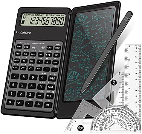 Alunos bolso de calculadoras científicas básicas - calculadora de funções de aula de matemática dobrável com exibição de LCD para escrever tablet e régua para negócios de escritório de volta para o presente da escola