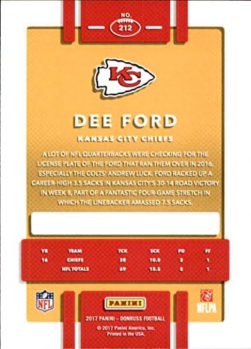 2017 Donruss 212 Dee Ford Kansas City Chiefs Football Card