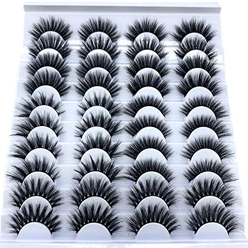 Hbzgtlad 20 pares 3d cílios de vison cílios falsos naturais volume dramático cílios falsos cílios de maquiagem cílios de seda