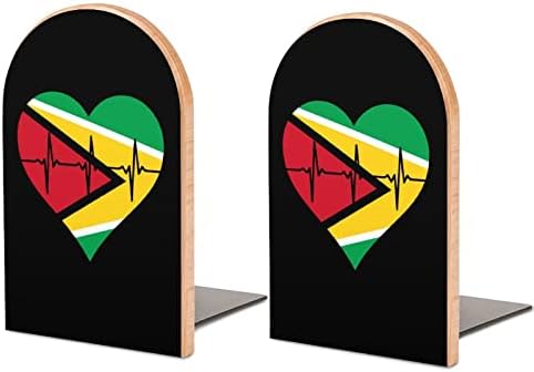 Love Guyana Heartbeat Small Wood Books suportes Apoie as prateleiras pesadas não deslizantes Stand para Office Home Kitchen