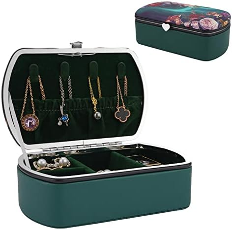 Caixa de jóias para pequenas viagens de Eubafur - Caso de jóias portáteis femininas mini -brinco, caixa de jóias vintage pequena verde