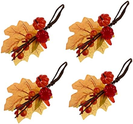 Nolitoy 4pcs bordo guardanapos de abóbora decoração de outono decoração de natividade decoração de flores jantar anéis de mesa de