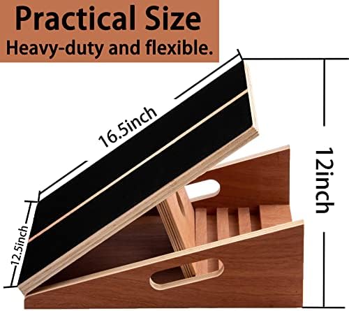 Placa inclinada de madeira profissional para alongamento da panturrilha com 5 posições Inclination ajustável, equipamento