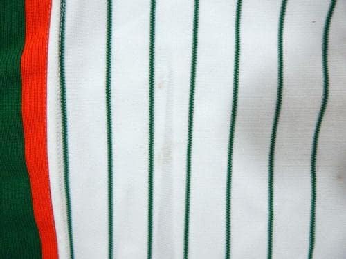 1991 New York Mets 61 Game usou calças brancas St. Patrick's 35-30 DP27982 - Jogo usado calças MLB usadas