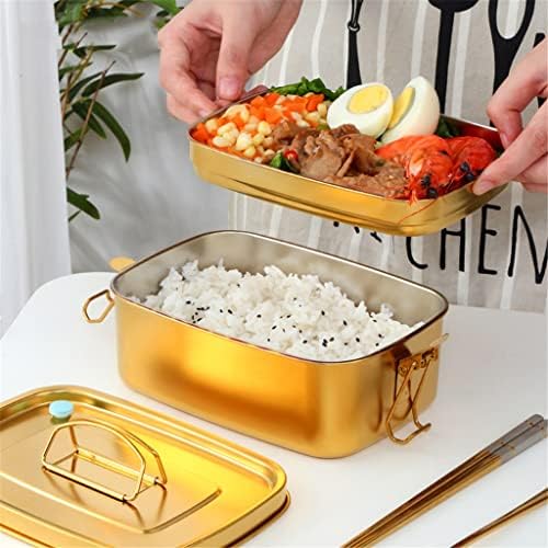 Lhllhl aço inoxidável lancheira de aço dupla camada bento lanches de metal utensílios de cozinha