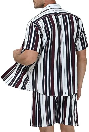 Camisa havaiana de estampa de luxo masculino e roupas de férias de 2 peças de 2 peças conjuntos de férias de 2 peças