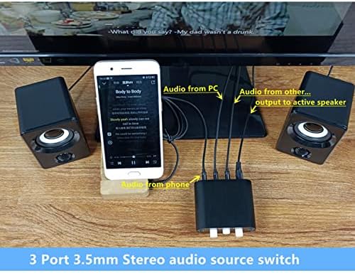 Hyxeb 3 canal 3,5 mm AUX STÉRIEO AUDION SUGEM, seletor de alto -falante de sinalizador de sinal de entrada de 1 em 1