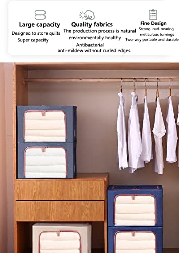 Caixas de armazenamento de roupas dobráveis ​​2 pacote, caixa de armazenamento de roupas de metal com alça reforçada, organizador