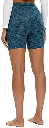 Segunda de 5 '' da Houmous Women High Caist Biker Yoga Shorts com 4 bolsos