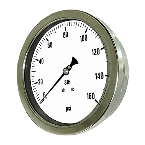 PIC Bedage 6002-4RRR-GF 6 Dial, intervalo de 0/5000 psi, tamanho de conexão NPT de 1/4, bitola de pressão de processo