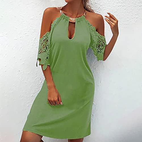 Vestidos de cabeceira para mulheres vestidos de renda casual Moda de cor sólida vestido de praia de verão manga curta do vestido