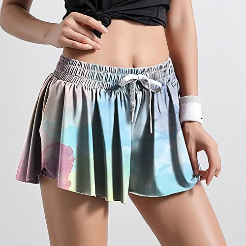 Flowy Pleated Tennis Skorts Saias com shorts para mulheres de alta cintura