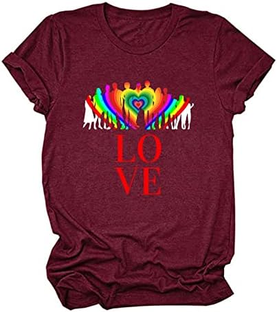 Womens Summer Rainbow Graphic Tees Love Letter Print Shert camiseta LGBT Camisas de igualdade