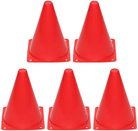 Yuisle 5 Pack Cones Sports Cones Plástico Treinamento de marcadores Cones de tráfego para o futebol de futebol de skate Cores variadas de 7 polegadas Treinamento de cones esportivos Treinamento de cones de futebol Treinando cones de tráfego jogando