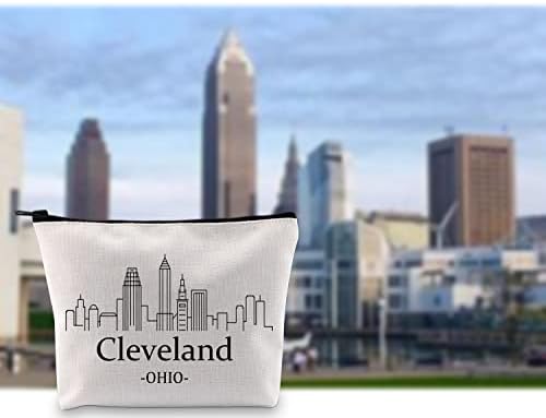 G2TUP Cleveland Home State Gift Cleveland Ohio Bolsa de maquiagem Cleveland Skyline Bag Cosmético Estado do Estado de Ohio Pride Gift Zipper Travel Bag